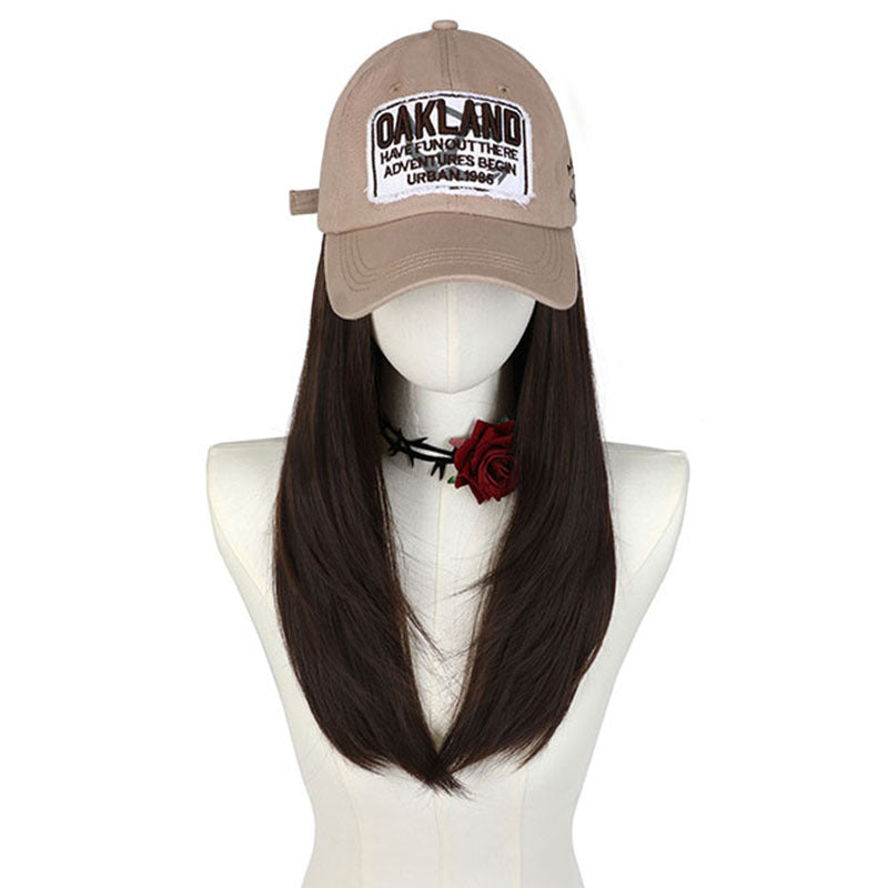 Export Hat Integrated Adjustable Retro Three-dimensional Long Straight Wig
