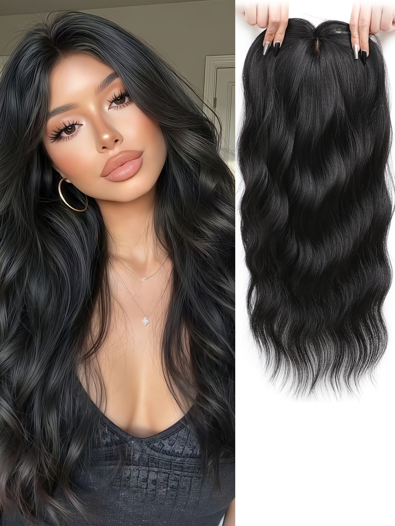 Need To Wear Hair Black Gold Gradient Female Straight Top Wig Long Curls