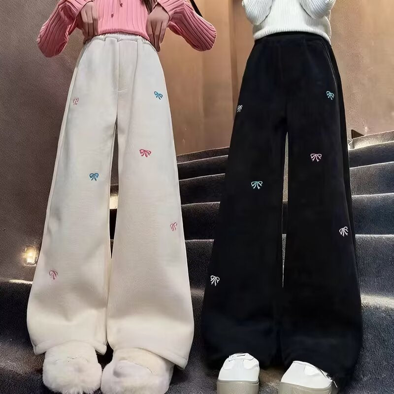 Children's Thickened Medium Big Embroidered Loose Casual Children's Pants