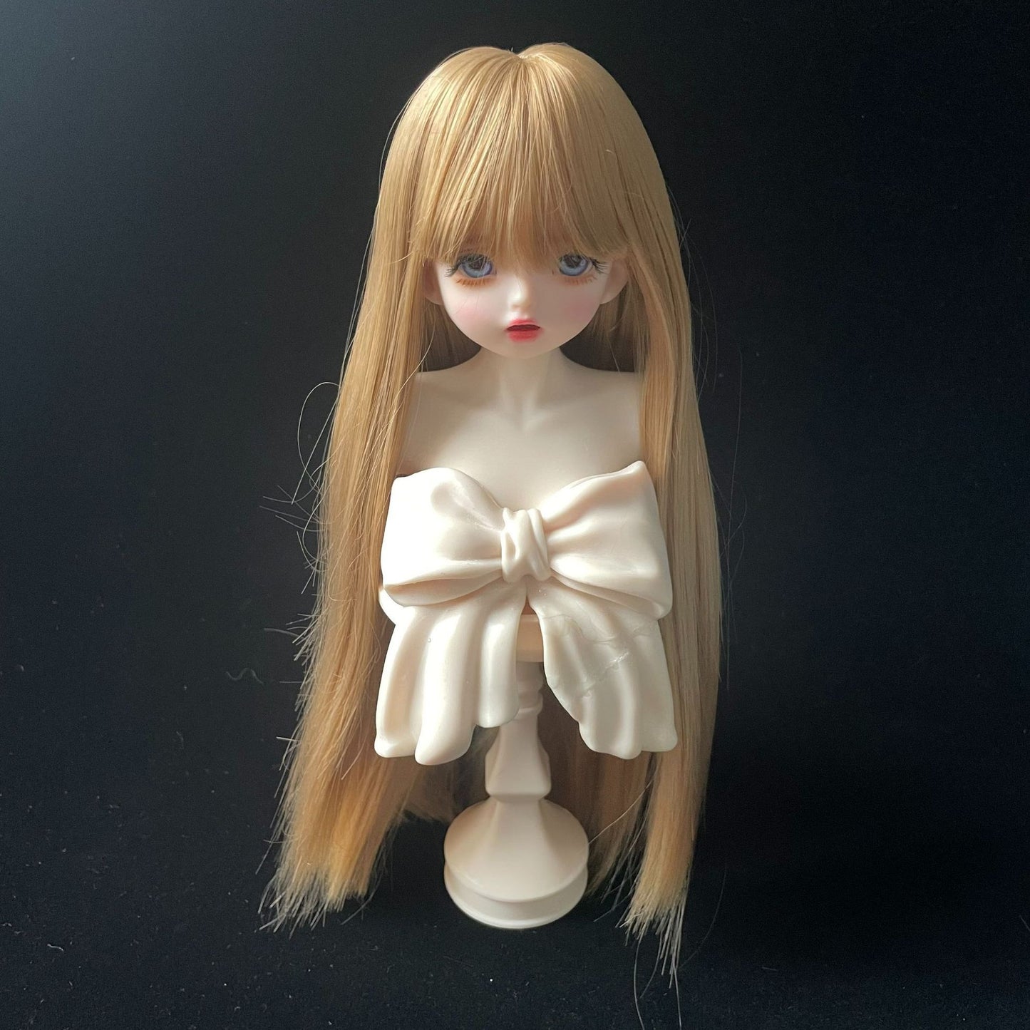 Soft Silk Optional Bangs Long Straight Hair Points Doll Head Cos Wig