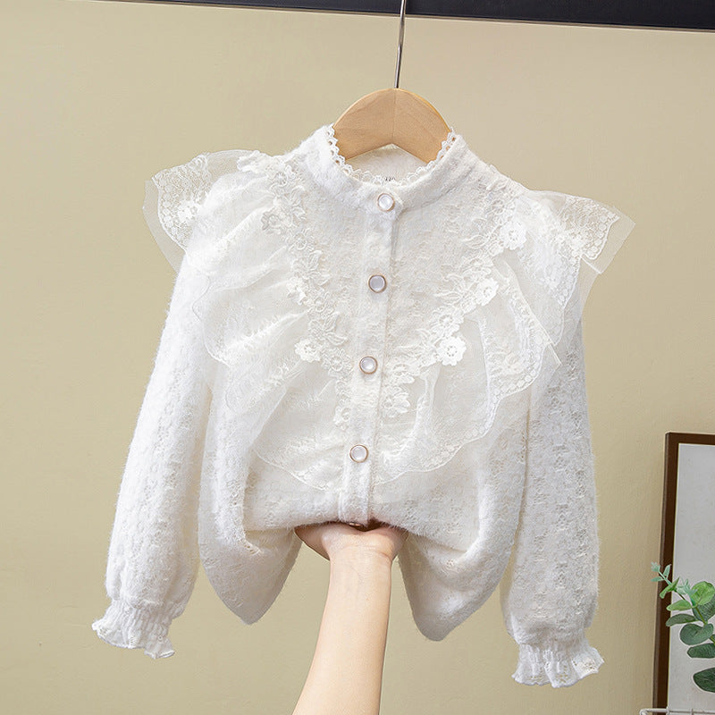 Children's French Fleece-lined Thermal Bottoming Clothing Winter Middle Big Children's Shirt