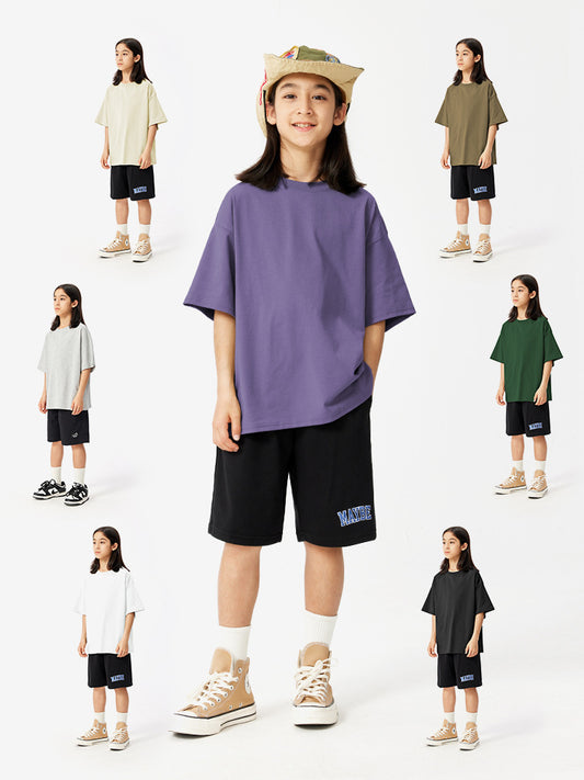Children's Cool Feeling Boys Solid Color Short-sleeved Medium Big Sun Protection Children's T-shirt