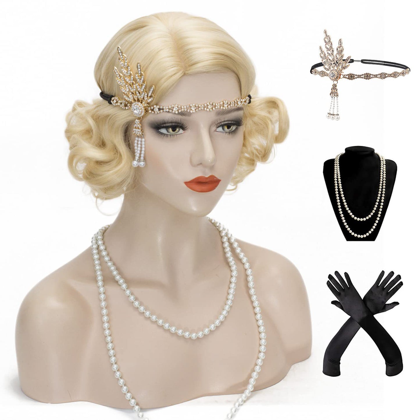Generation Golden Vintage Water Ripple Simulation Wig Short Curly Hair