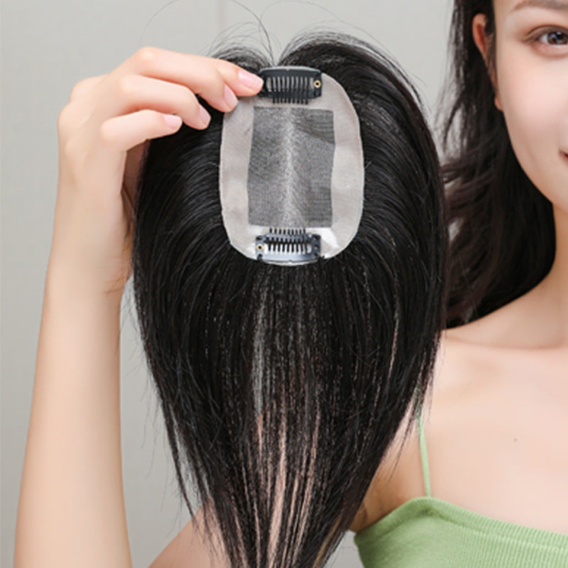 Women's Set Hand Woven Lightweight Net Real Hair Female Head Top Wig