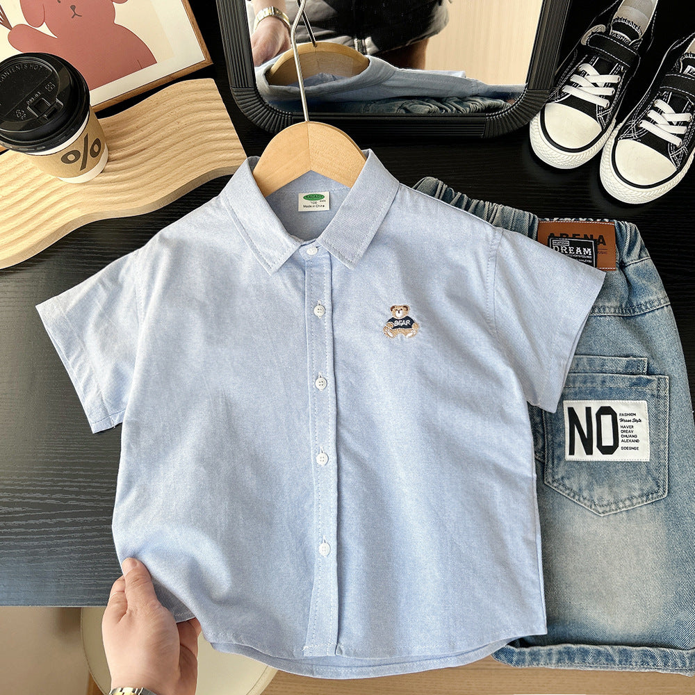 Charming Children's Striped Summer Cartoon Short-sleeved Children's Shirt