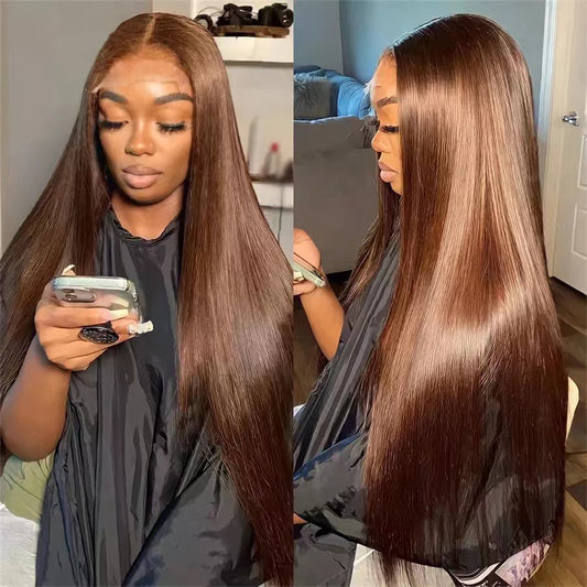 Women's Lace Hair Dark Brown Fiber Synthetic Long Straight Wig
