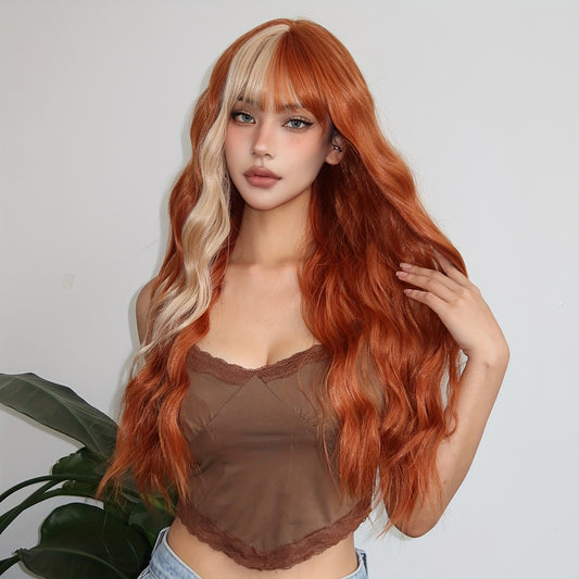 Female Gradient Dyed Water Ripple Curly Hair Fluffy Wig Long Curls