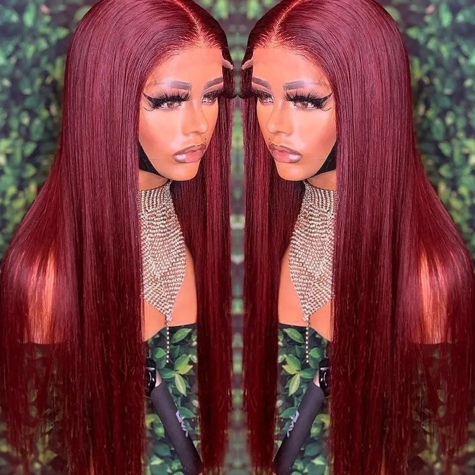 Women's Black Front Lace Sheath African Hair Long Straight Wig