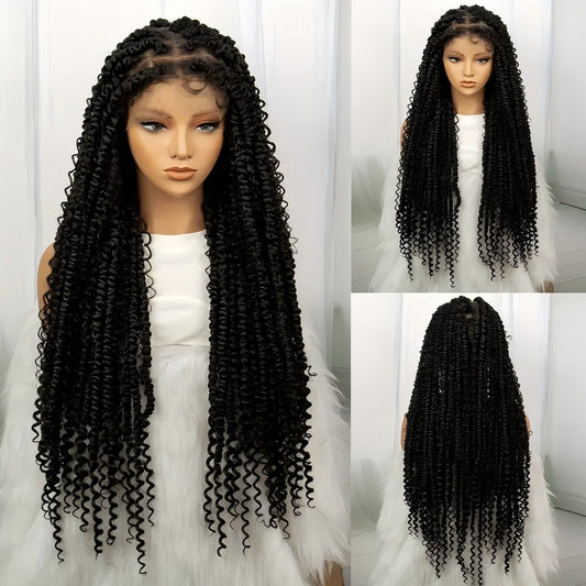 Hand-woven Full Lace Double Strand Fly Wig Long Curls
