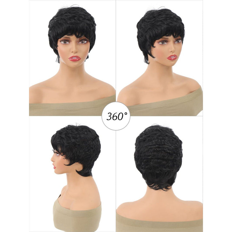 Fashion Female African Fluffy Head Cover Chemical Fiber Wig Short Curly Hair