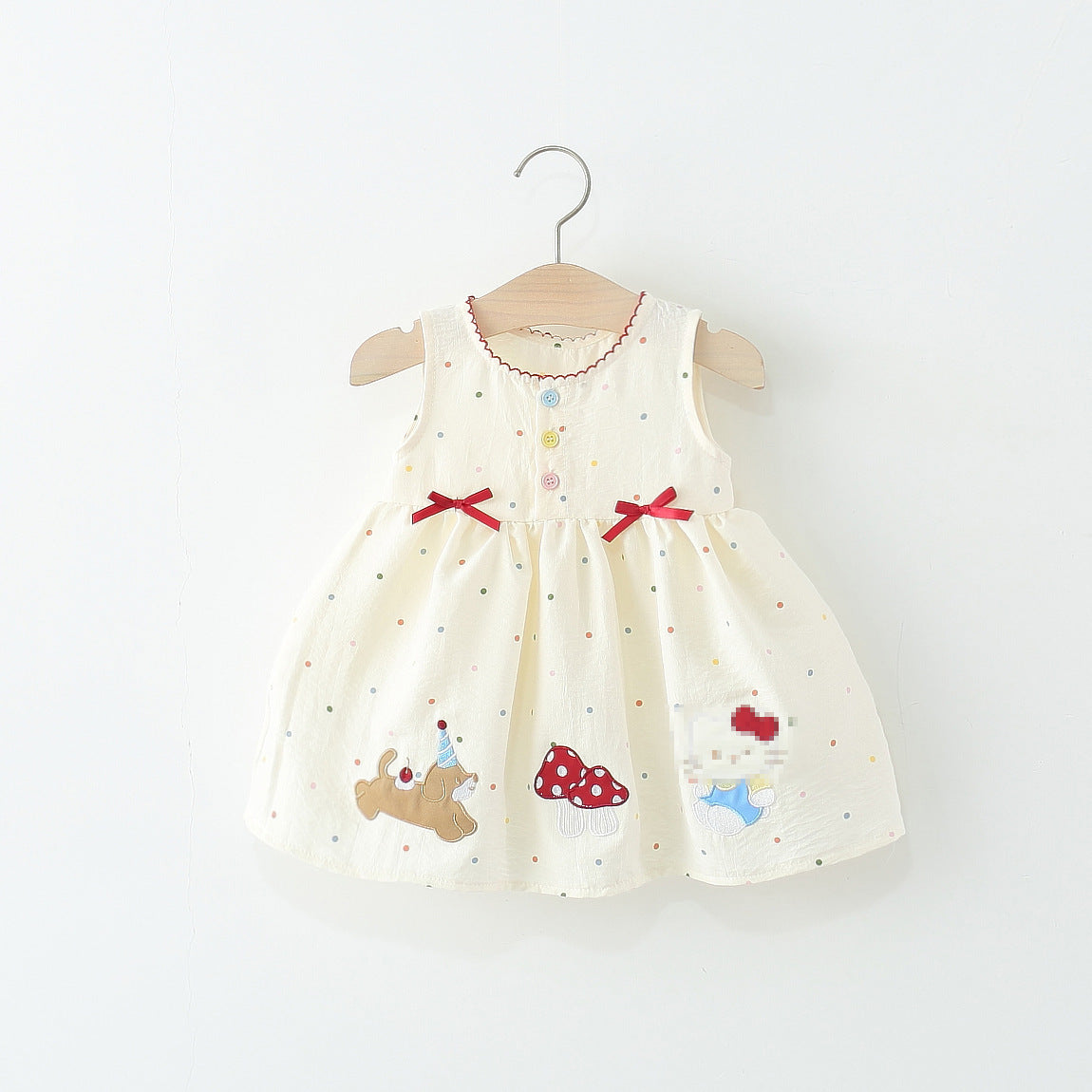 Children's Cartoon Polka Dot Single Layer Cotton Vest Skirt Western Children's Dress