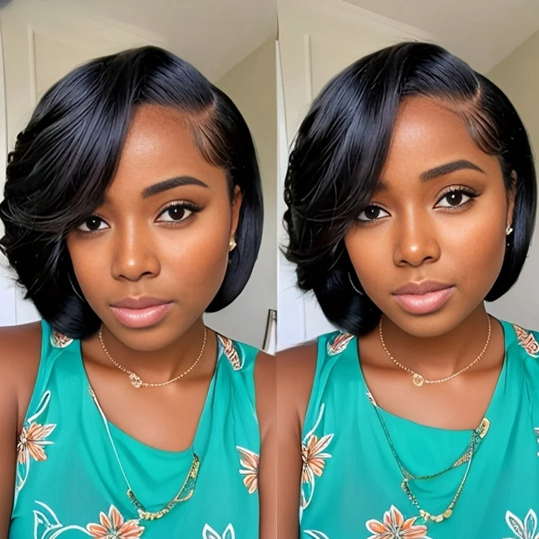Cool Unique Edge Dyed Chemical Fiber Wig Short Straight Hair