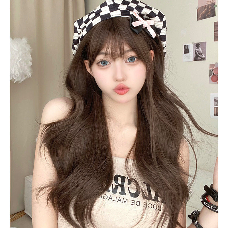 Women's Gentle Temperament Curly Hair Fashion Lady Big Wave Sheath Wig Long Curls