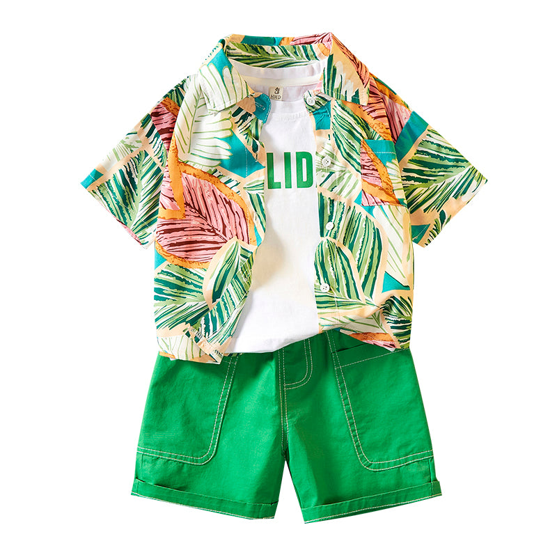 Style Printed Shirt Beachwear Seaside Holiday Fried Street Children's Suit