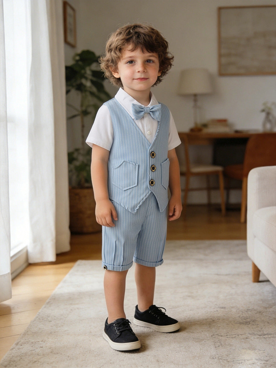 Children's Set Boy Summer Clothing Short Sleeve Gentleman Children's Suit