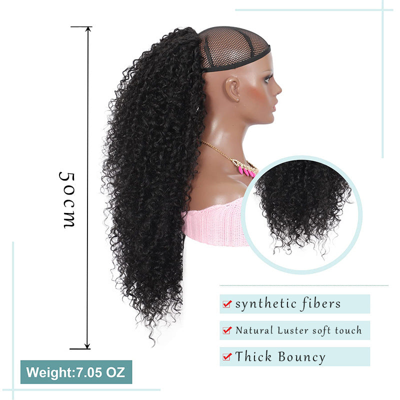 African Small Volume Drawstring Long Hair Wig Ponytail