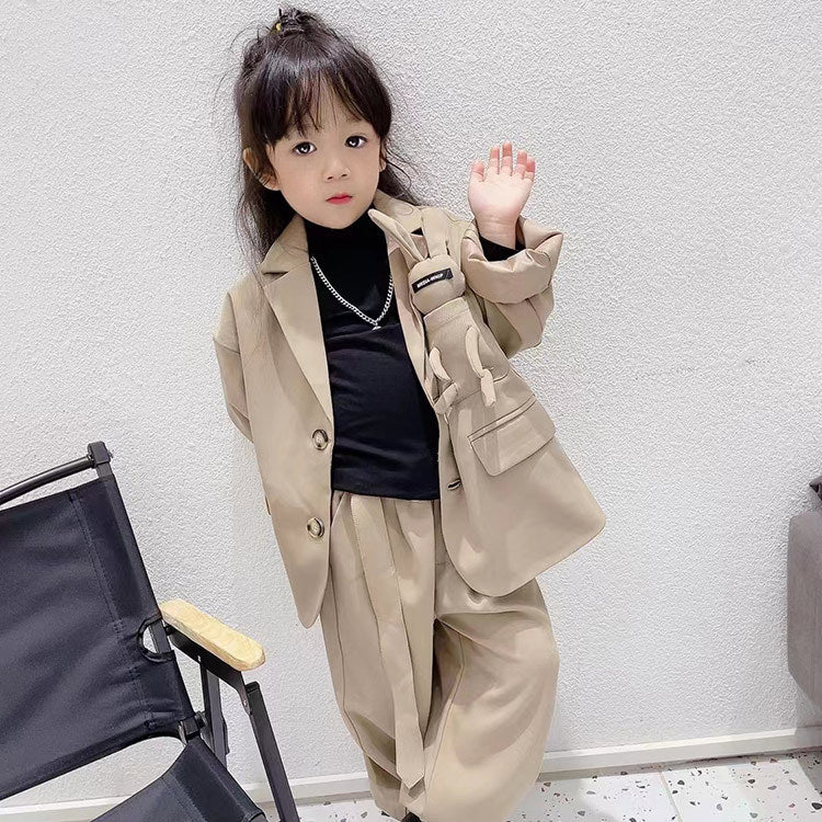 Children's Boy's Two Pieces Autumn Clothing Loose Trendy Handsome Small Children's Suit