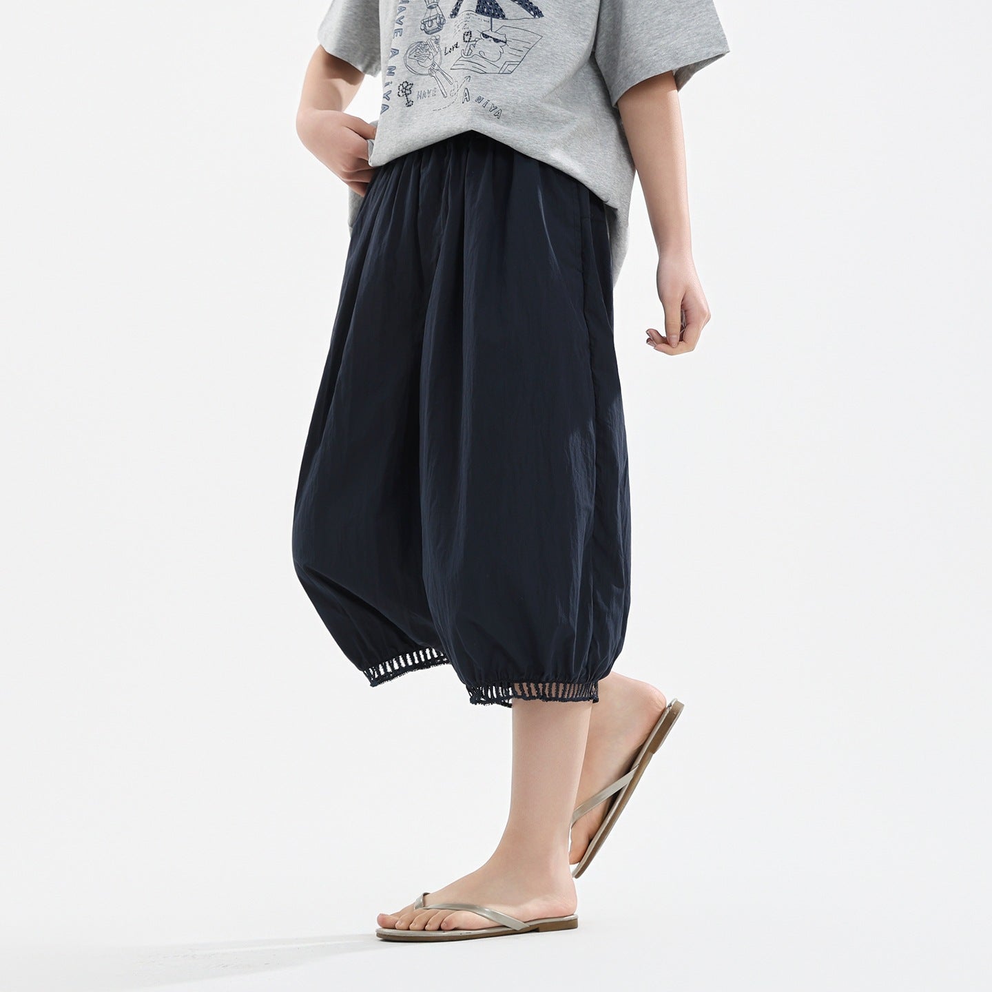 Children's Junior High School Cropped Summer Middle Big Large Size Loose Children's Pants