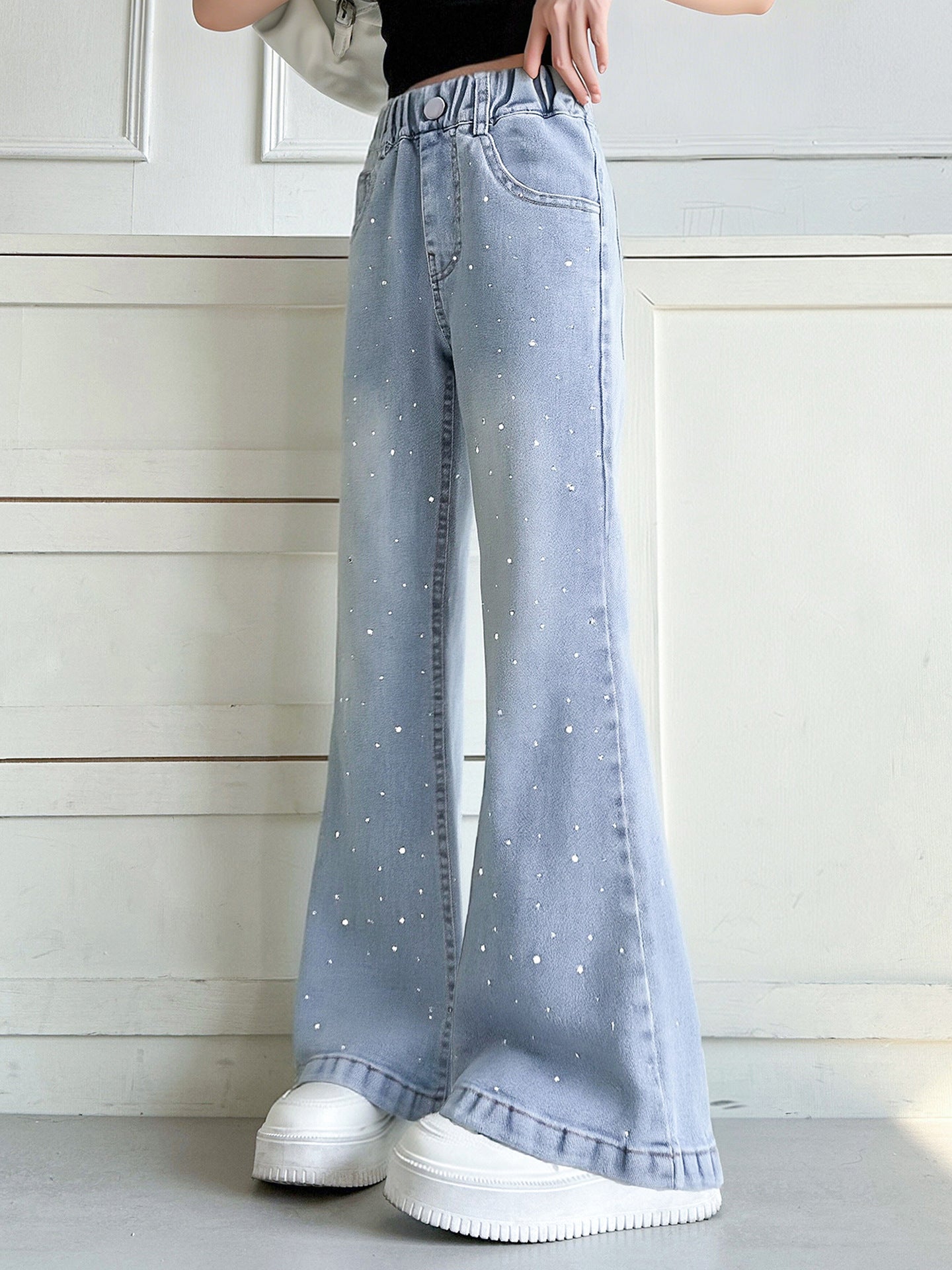 Stretch Flared Summer Korean Style Western Slimming Jeans Thin Mosquito Children's Pants