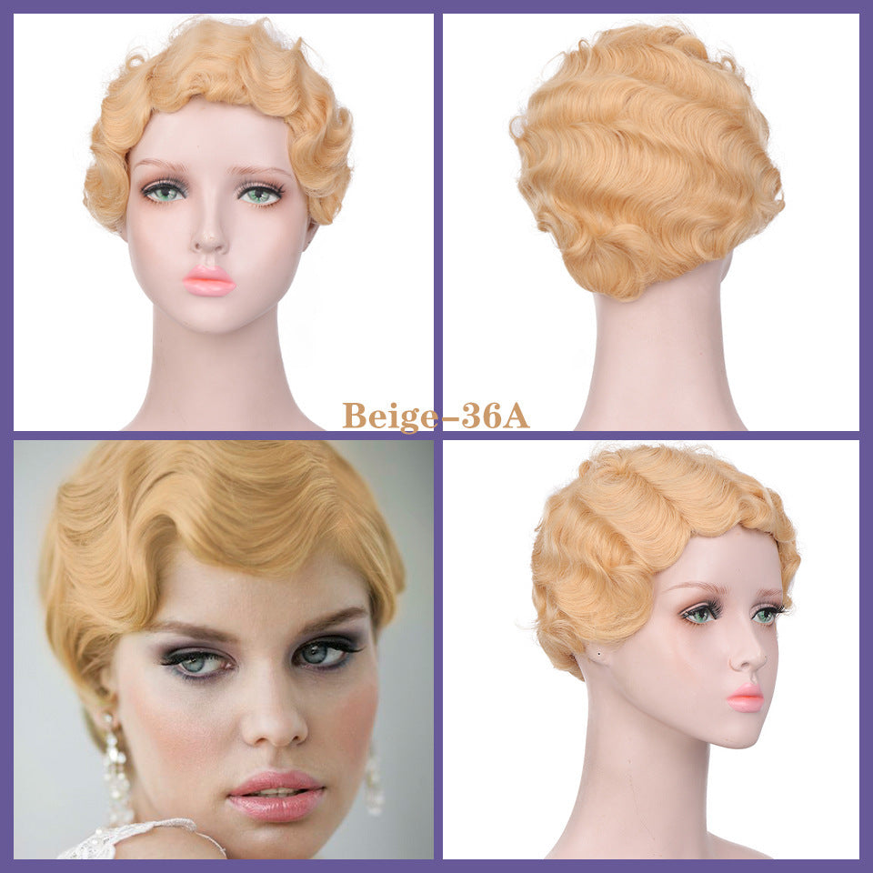 Women's Water Ripple Head Cover For Fiber Wig Short Curly Hair