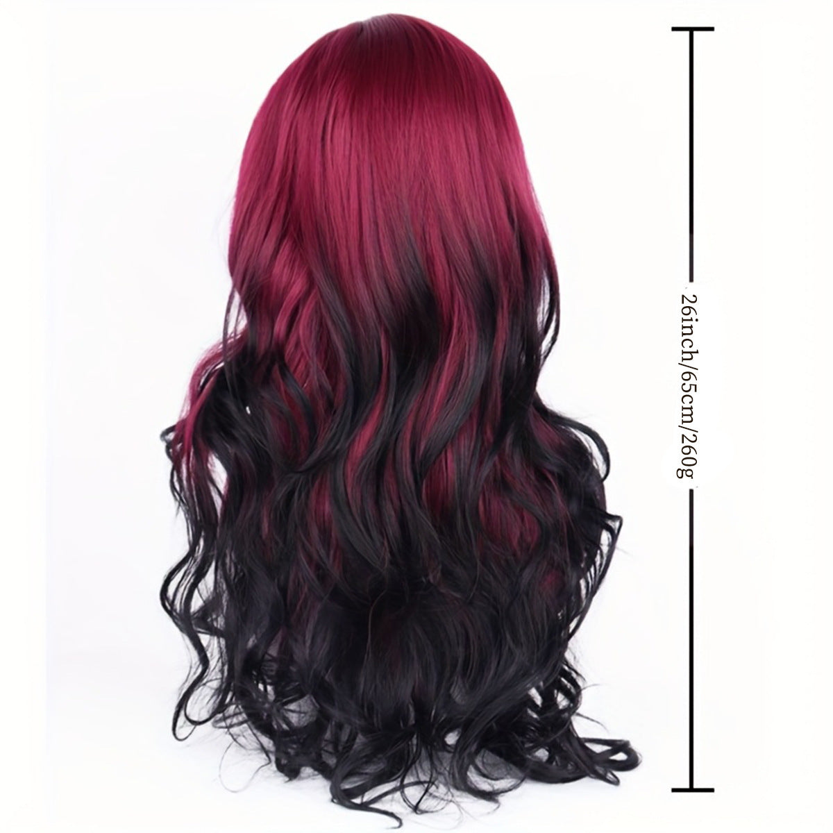 Women's Highlight Gradient Black Red Gothic Style Big Wave Head Cover Wig Long Curls
