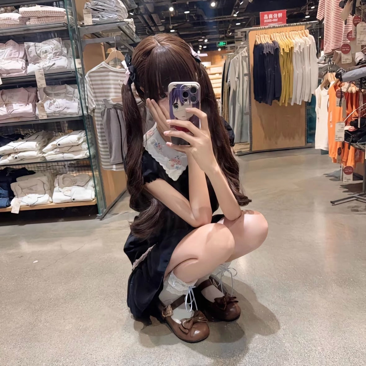 Mid-length Honey Tea Brown Curly Fluffy Young Lady Wig Long Curls