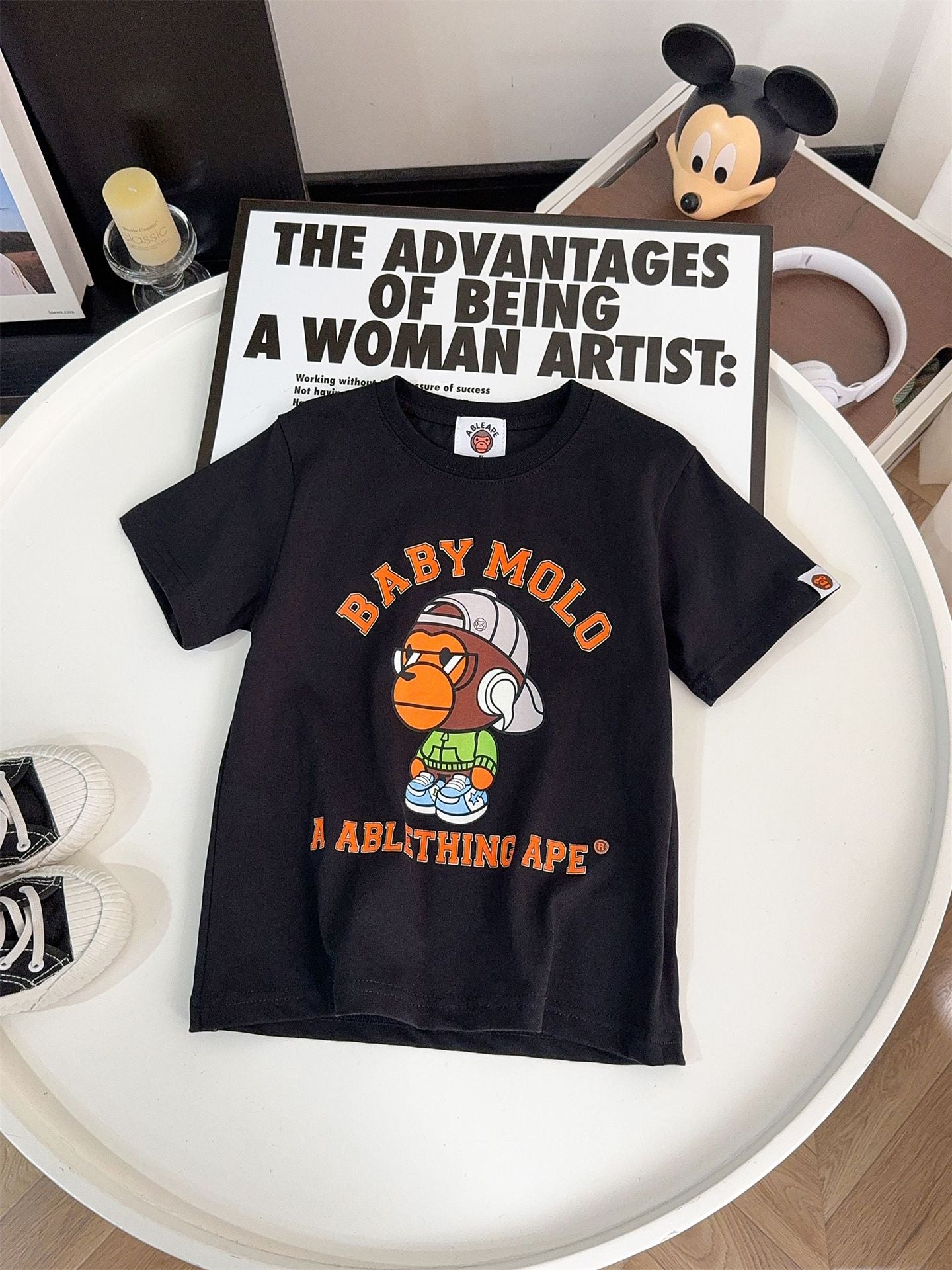 Children's Cartoon Fashion Letter Printing Versatile Casual Korean Style Loose Short Children's T-shirt
