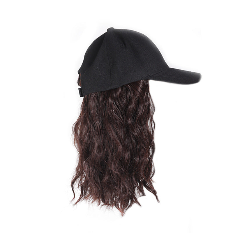 Hat Fashion Black Peaked Cap Corn Wig Short Curly Hair