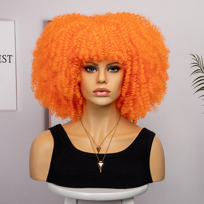 Women's African Fashion Explosion Small Head Cover Wig Short Curly Hair