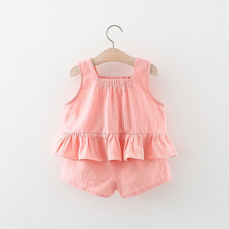 Children's Clothing Summer Sleeveless Vest Flower Cotton Two-piece Children's Suit
