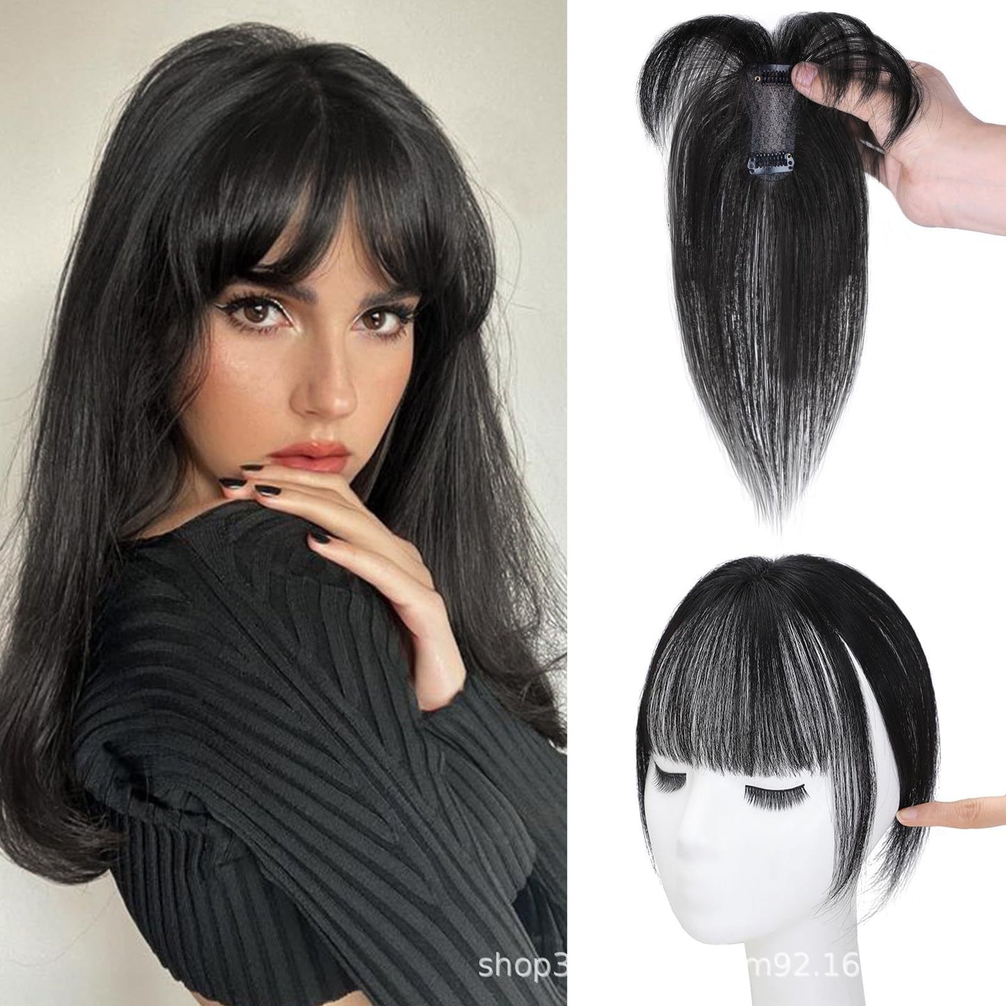 Bangs Hand-woven Straight Female Elegant Brown Golden Wig