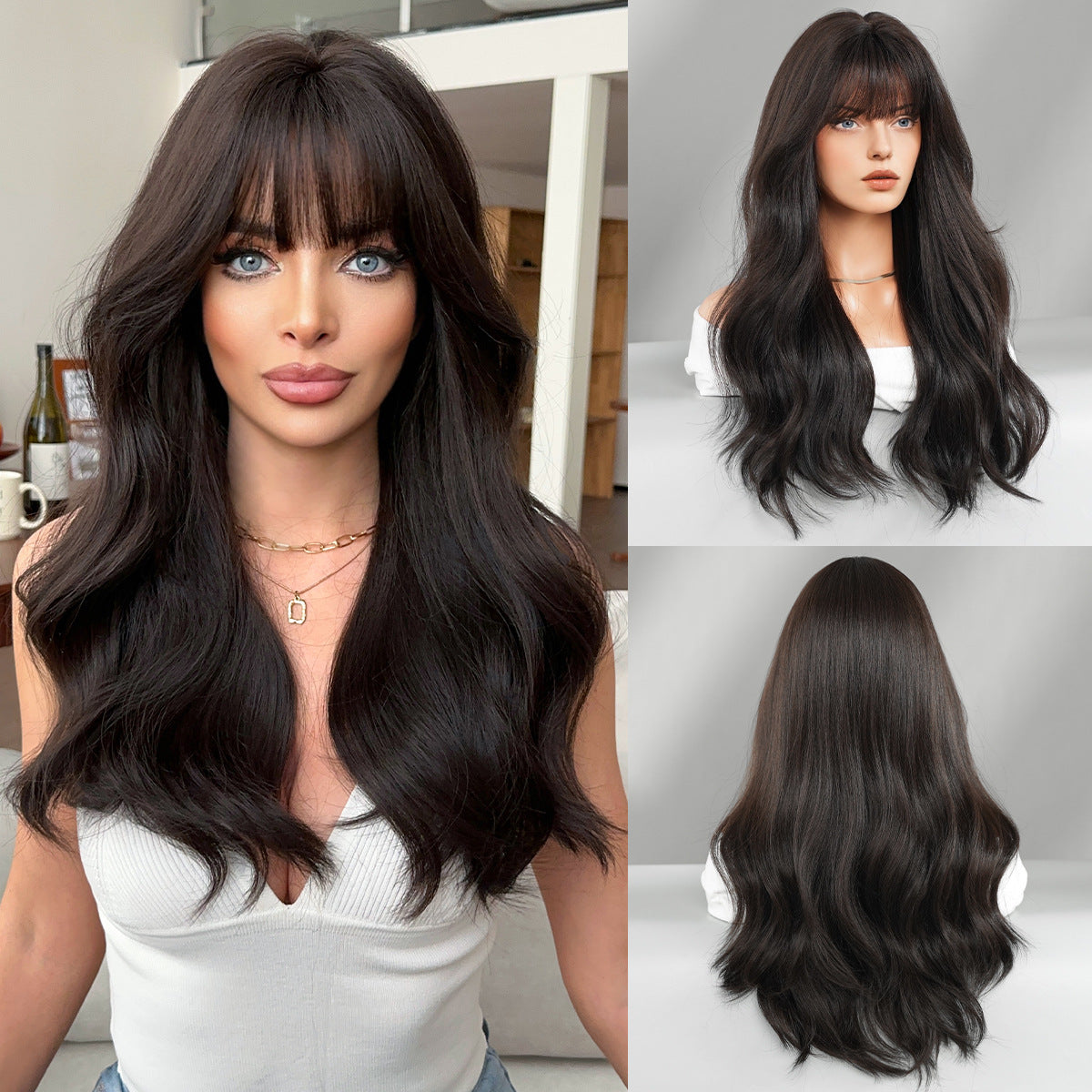 Women's Ginger Color Wavy Curly Hair Air Wig Long Curls