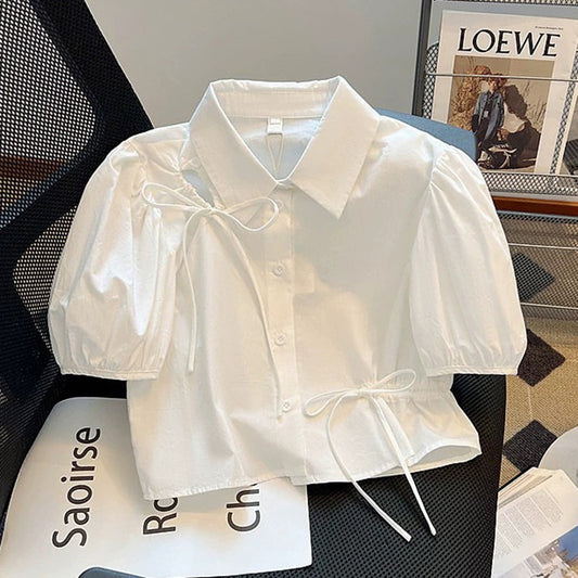 Children's Clothing Summer Short-sleeved Clothes Cotton White Children's Shirt