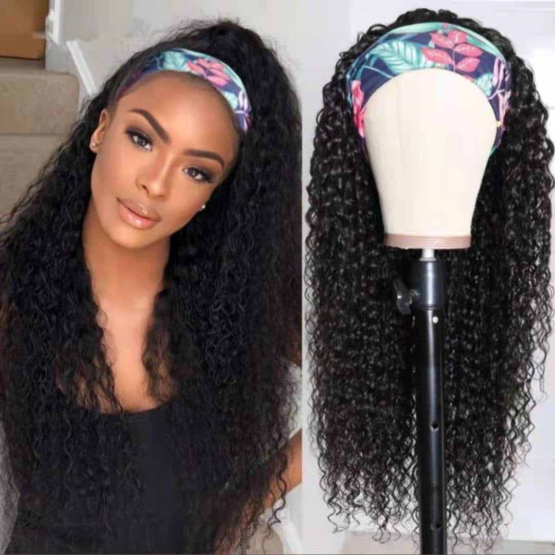 Women's Hot Fashion Hair Band Synthetic Wigs Medium Small Curly Turban Wig Long Curls