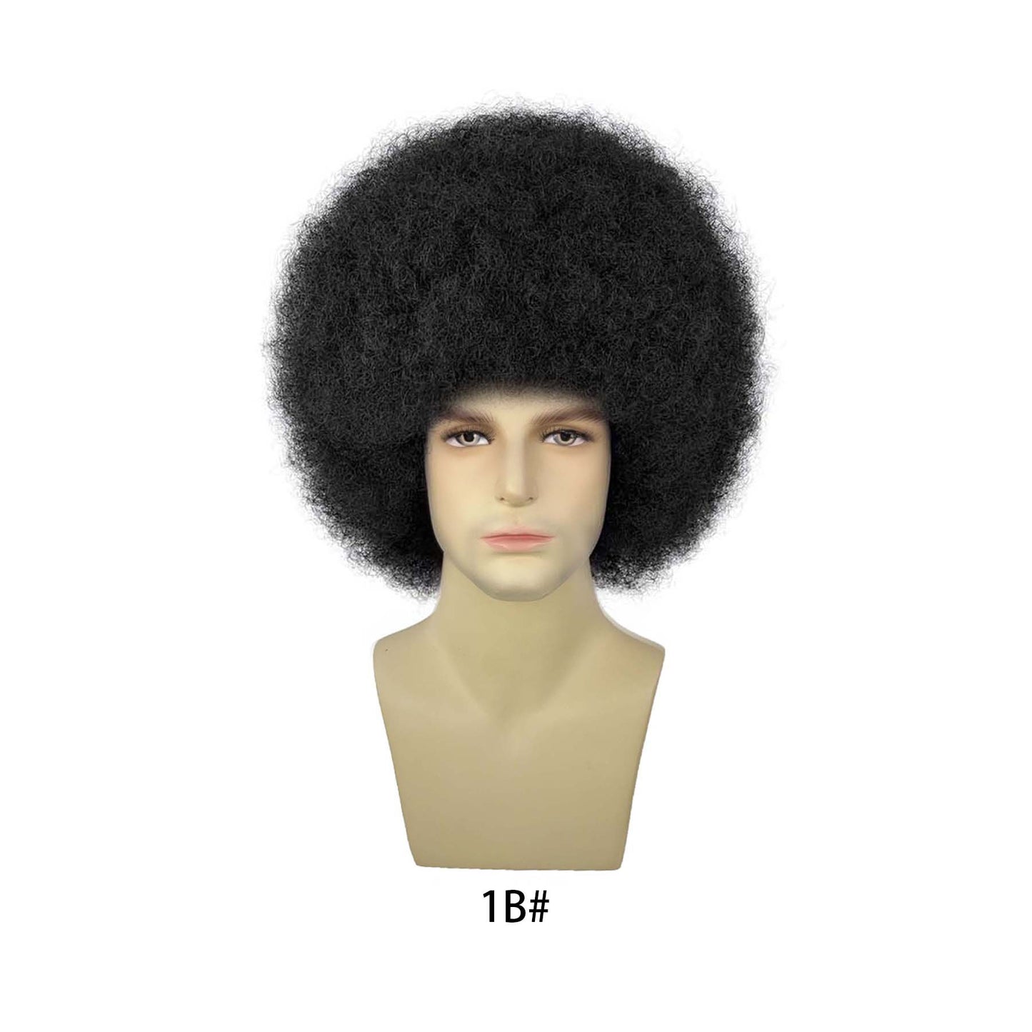 Men's Afro Fiber Head Cover African Small Wig Short Curly Hair