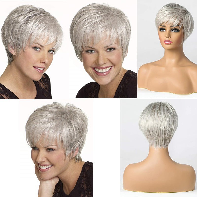 Trendy Human Mechanism Gray Granny Grey Real Hair Wig