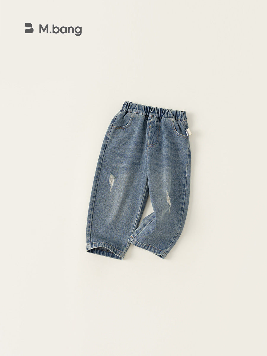 Children's Fashionable Ripped Distressed Washed Jeans Children's Pants