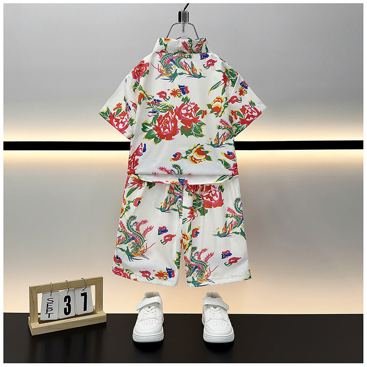 Children's Summer Casual Short Sleeve Shirt Outfit Trendy Loose Clothing Children's Suit