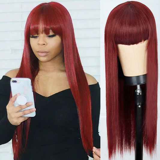 Women's Fashion Bangs Natural Fluffy Hair Chemical Fiber Long Straight Wig