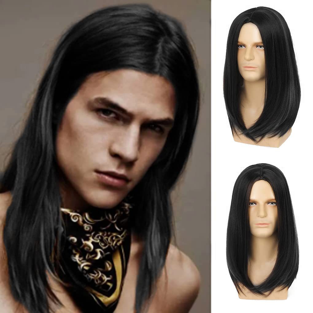 Men's Mid-length Straight Hair Fashion More Than Men's Wig
