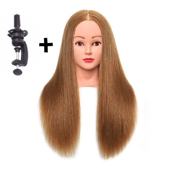 Model Head Teaching Hairdressing Braiding Mock Mannequin Long Straight Wig