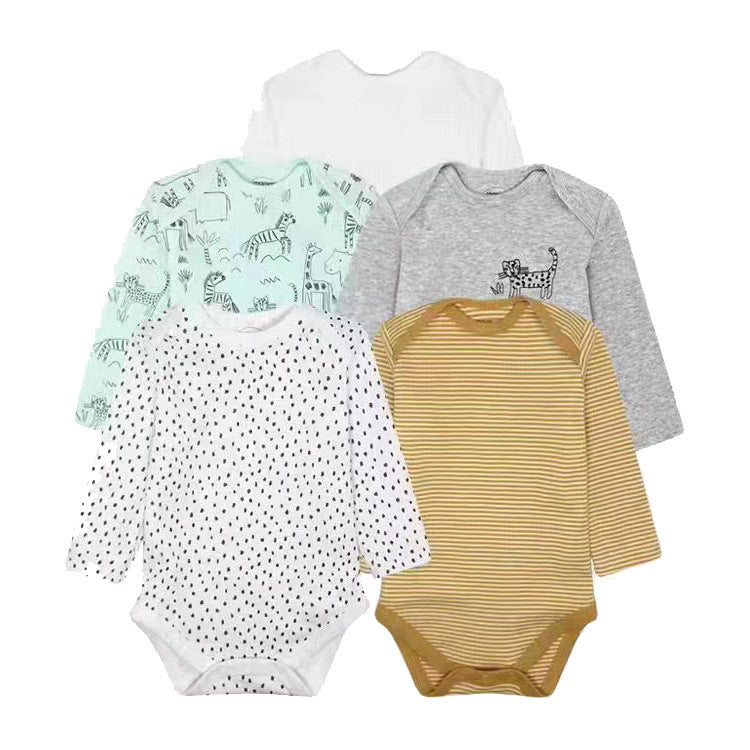 Children's Clothing Infant Rompers Long Sleeve Mixed Color Triangle Jumpsuit, Climbing Suit