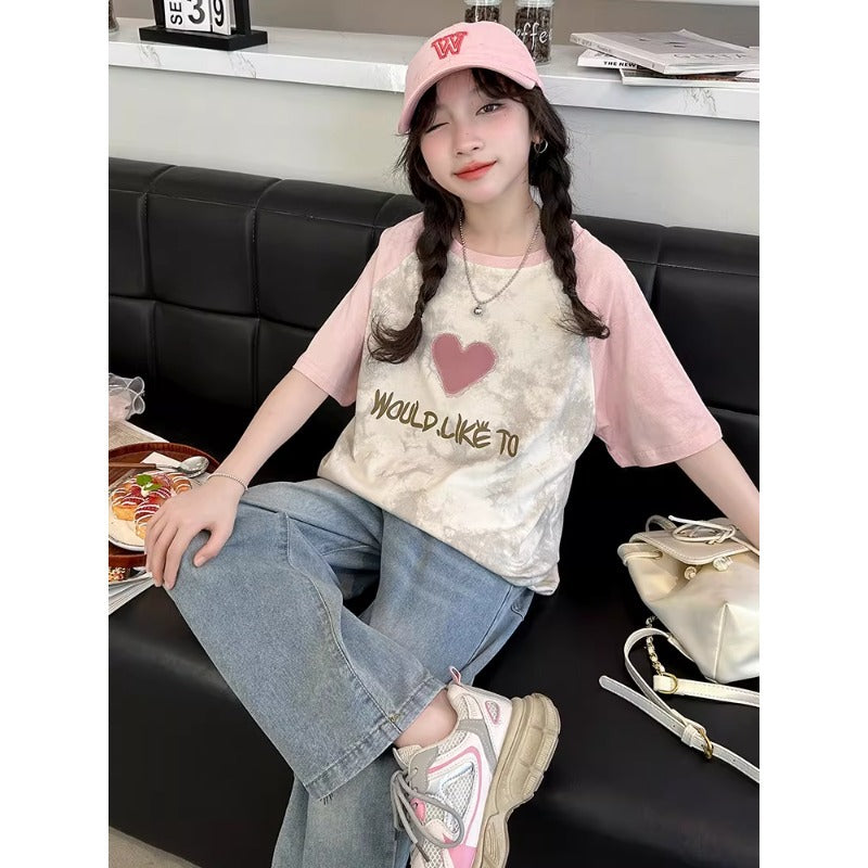 Children's Short-sleeved Summer Fashionable Casual Half-sleeved Teens Tops Children's T-shirt