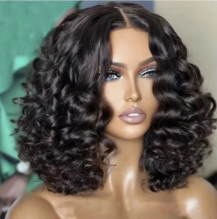 Women's Fiber Chemical Full-top Small Wave Wig Short Curly Hair