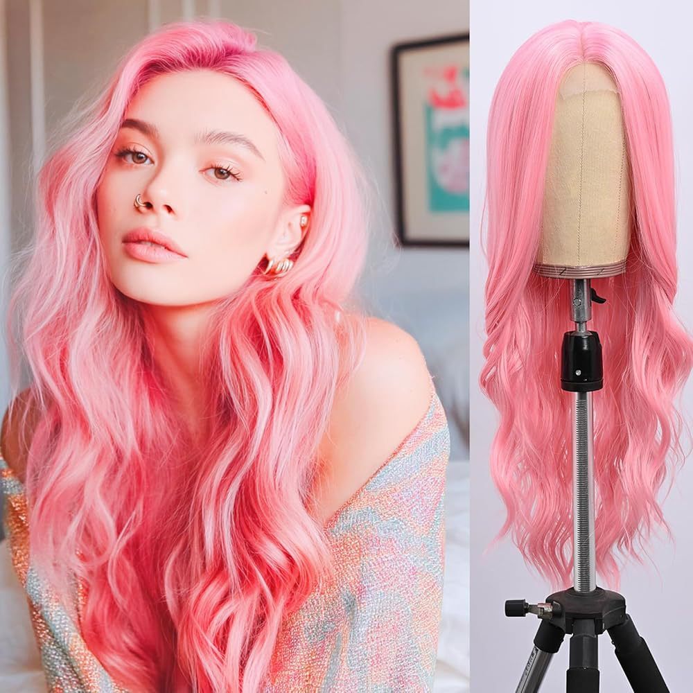 Female Golden Forehead Lace Medium Big Wave Wig Long Curls