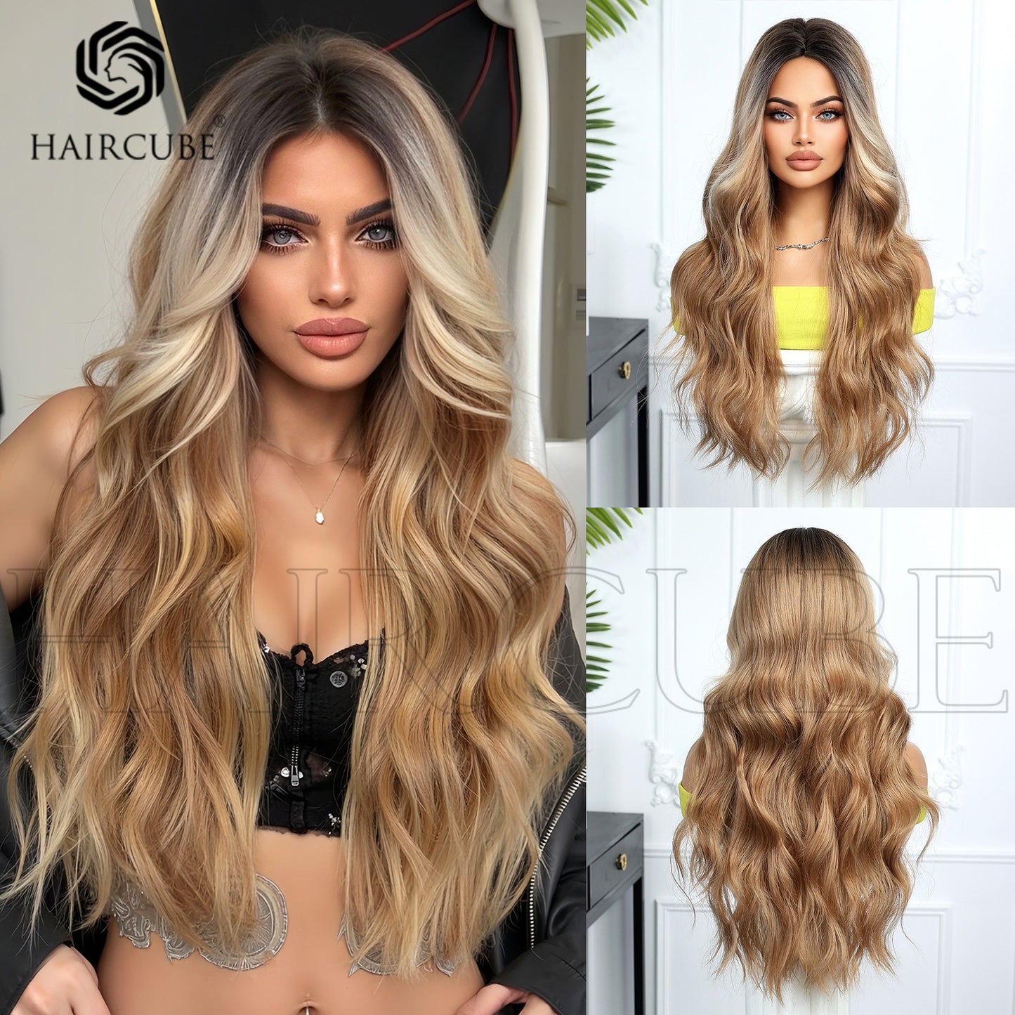 Women's Curly Hair Mechanism Chemical Fiber Head Cover Wig Long Curls