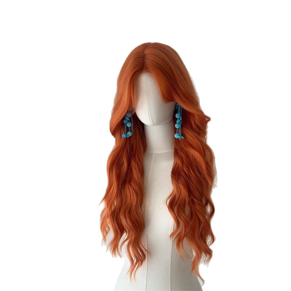 Orange Medium Big Wave Curly Hair Universal Dirty Wig Long Curls