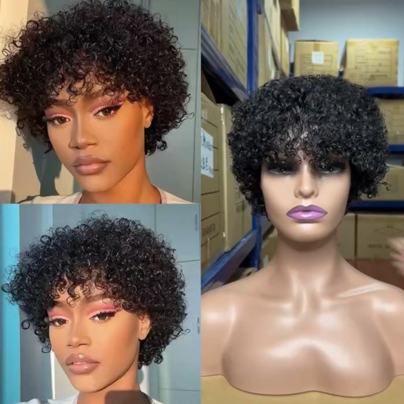Graceful Innovative Creative Popular Human Afro Wig Short Curly Hair