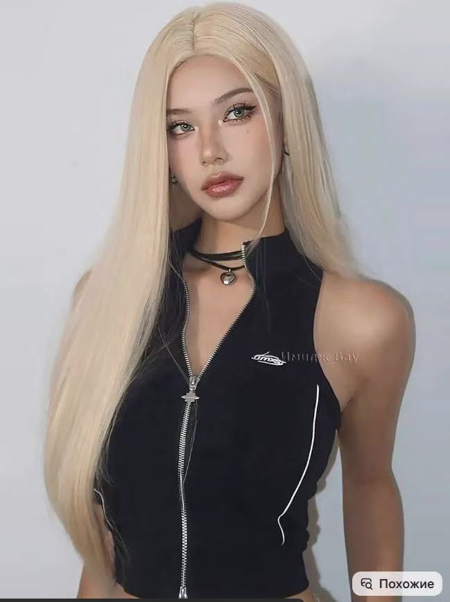Women's Fashion Gray White Mixed Color Short Curly Hair Side Bangs Long Straight Wig