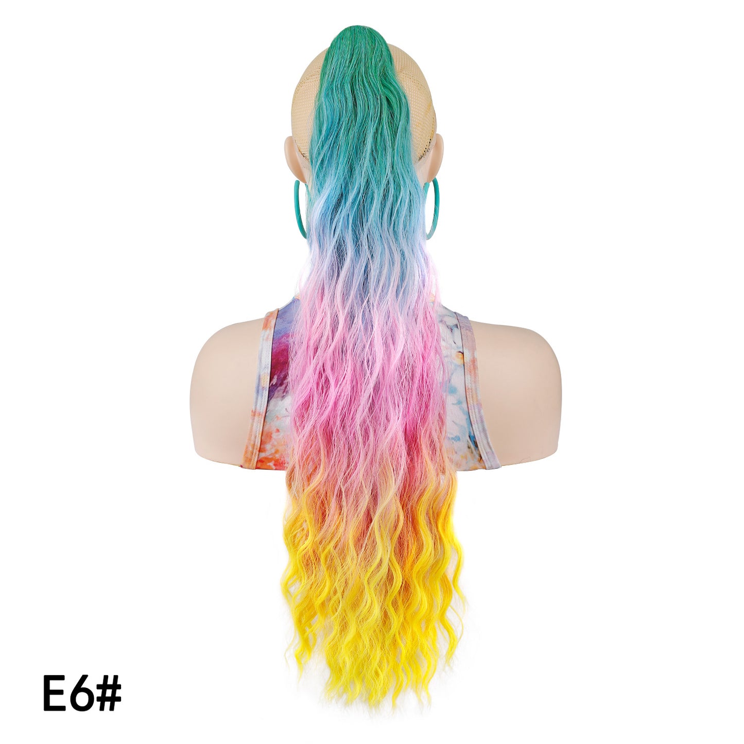 Women's Grip Curly Hair Chemical Fiber Medium Long Wig Ponytail